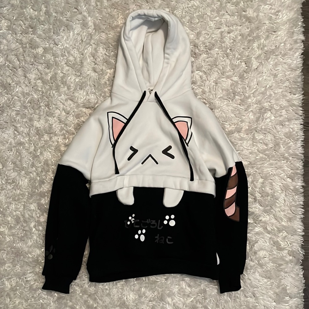 Kawaii emo goth cat hoodie